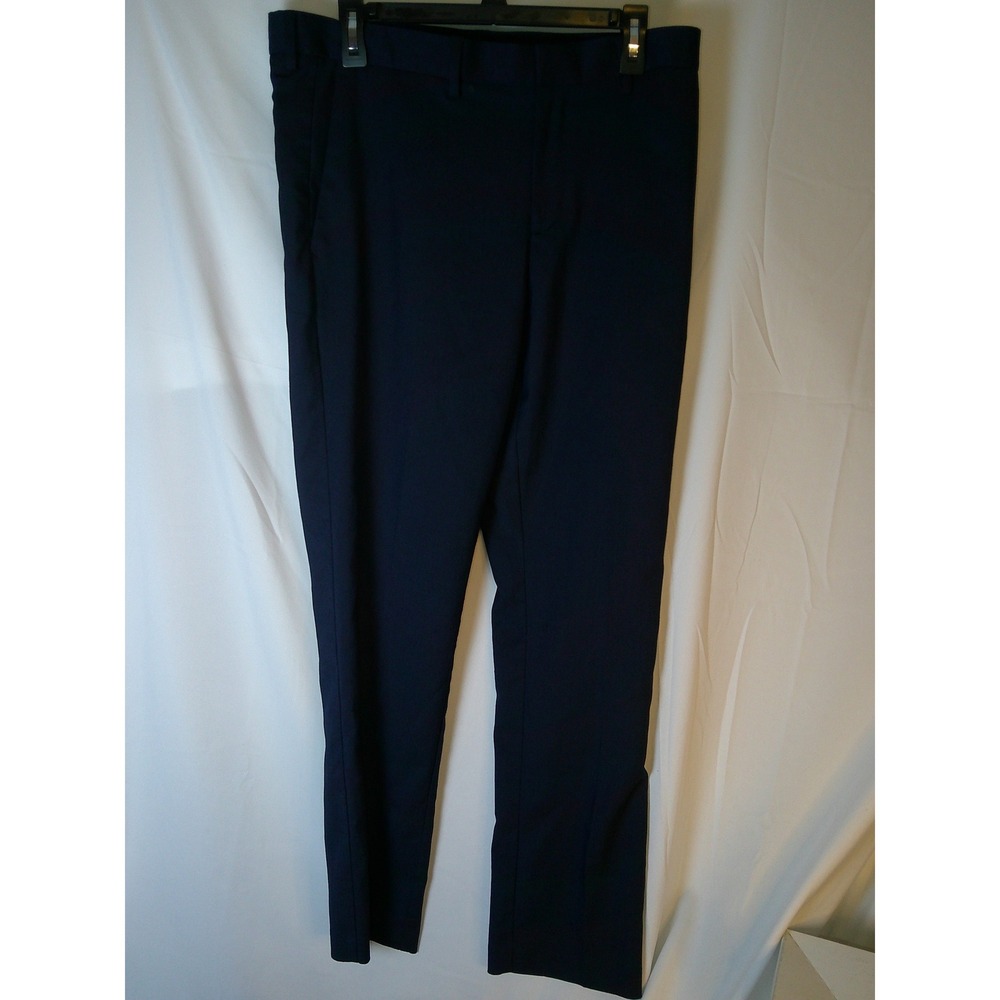 Perry Ellis Portfolio Mens Navy Blue Slim Fit Dress Pants 33x30 NB3252 Flat Frnt